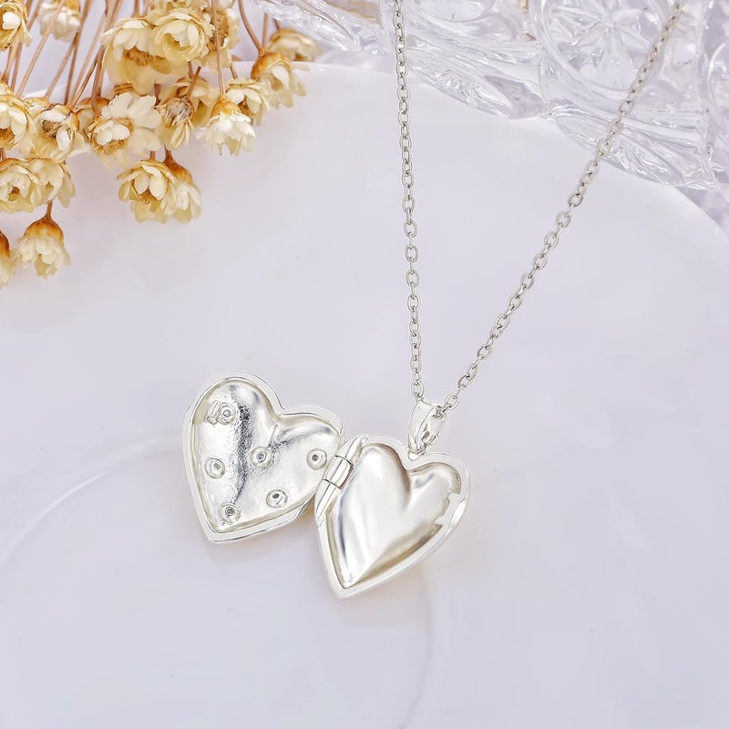 YOUFENG Love Heart Locket Necklace that Holds Pictures Photo Locket Birthday Gifts - Image 3